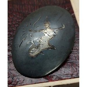 Vintage Siam Sterling Silver Etched Dancing Goddess Lady pin / Brooch